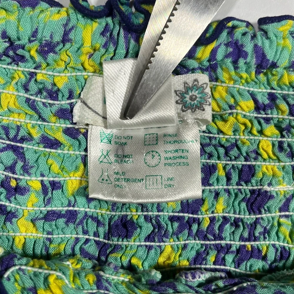 Poupette St Barth Silk Blend Floral Tiered Smocked Mini Skirt Size 0 Lettuce Hem